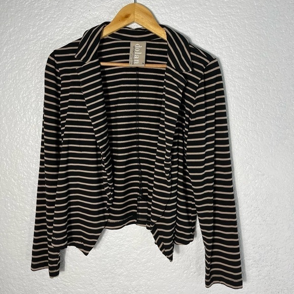 Anthropologie Dolan Left Coast Black and Tan Striped Jacket Blazer Womens Medium - Picture 2 of 10
